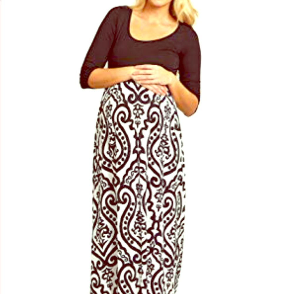 Pinkblush Scroll Print Maternity Maxi Dress